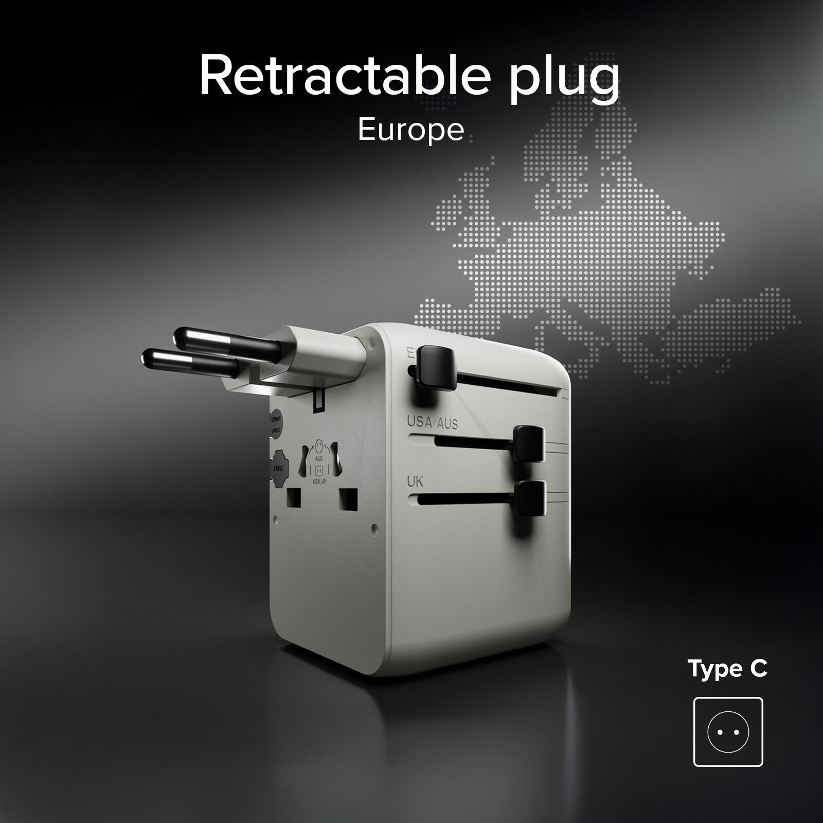 Adaptateur de voyage universel avec câble USB-C intégré 5/7