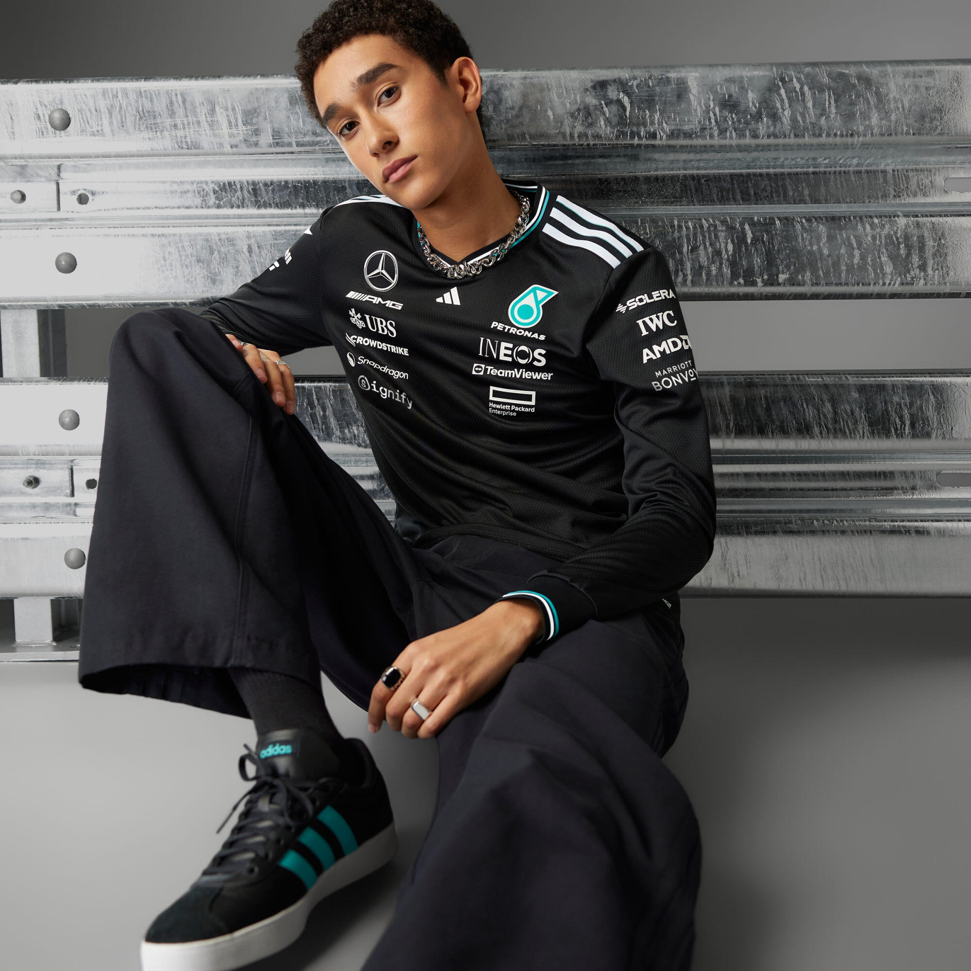 MERCEDES - AMG PETRONAS FORMULA ONE TEAM DRIVER JERSEY AUTHENTIC LONG SLEEVE 3/7