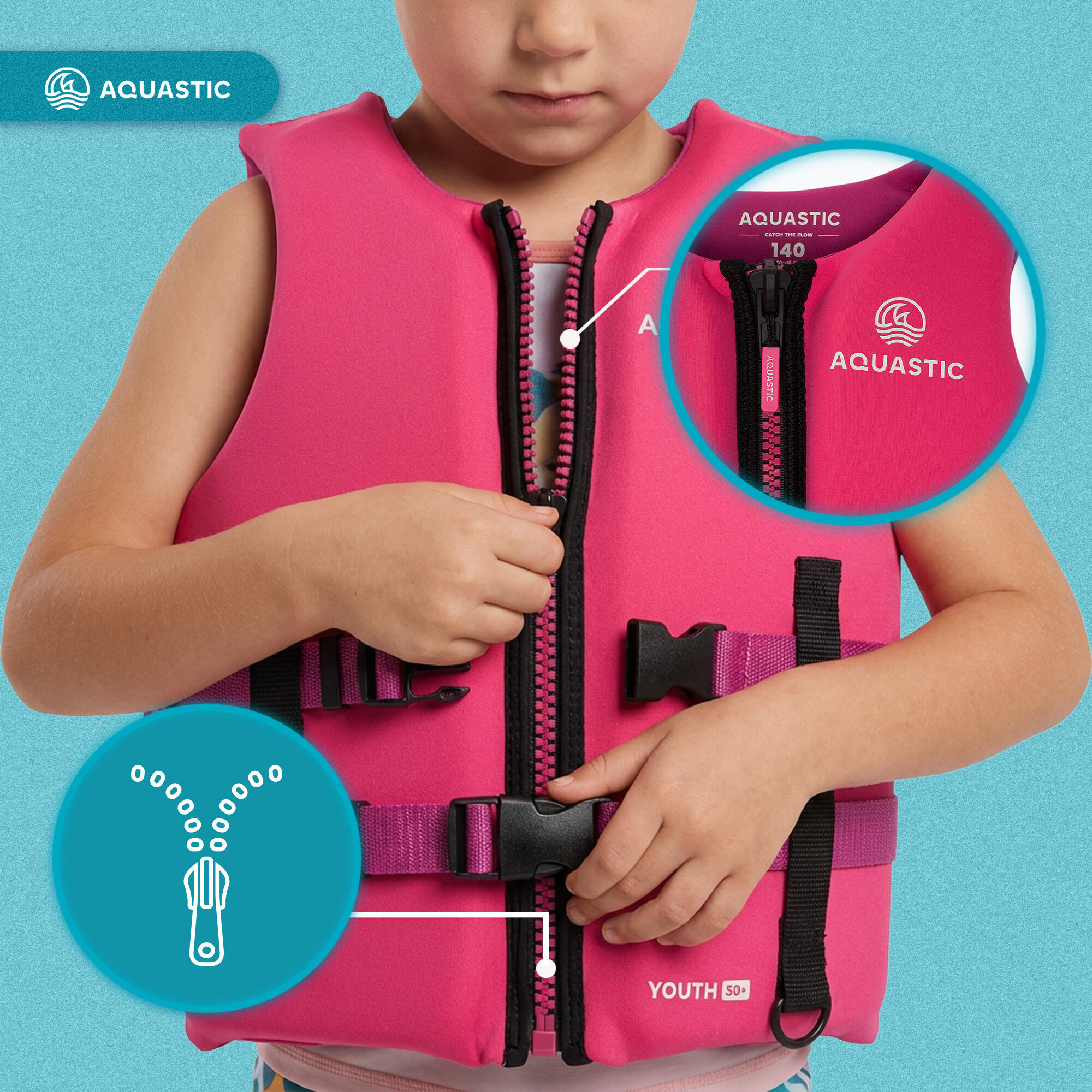 Colete salva-vidas infantil AQUASTIC Youth 50N 6/7