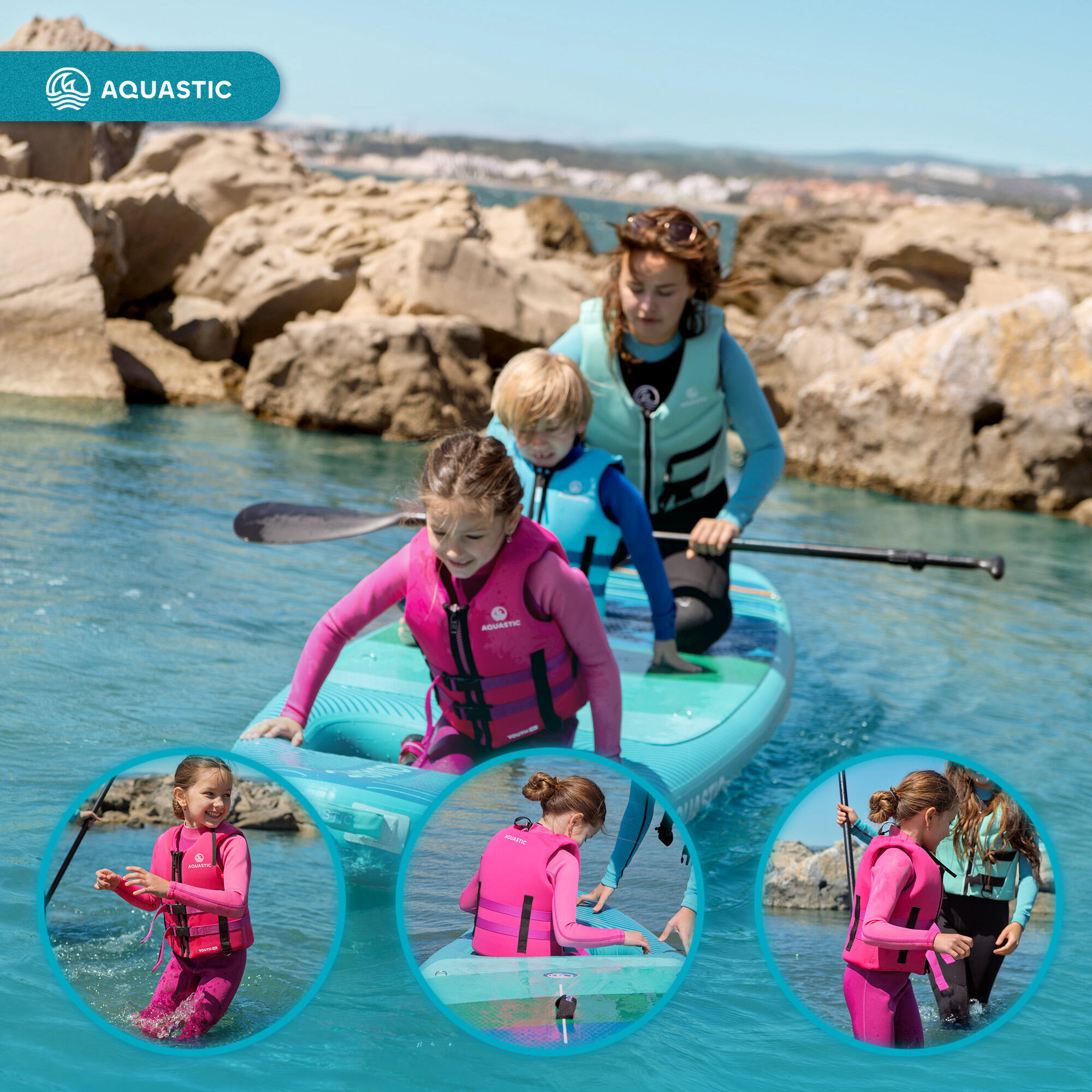 Colete salva-vidas infantil AQUASTIC Youth 50N 4/7