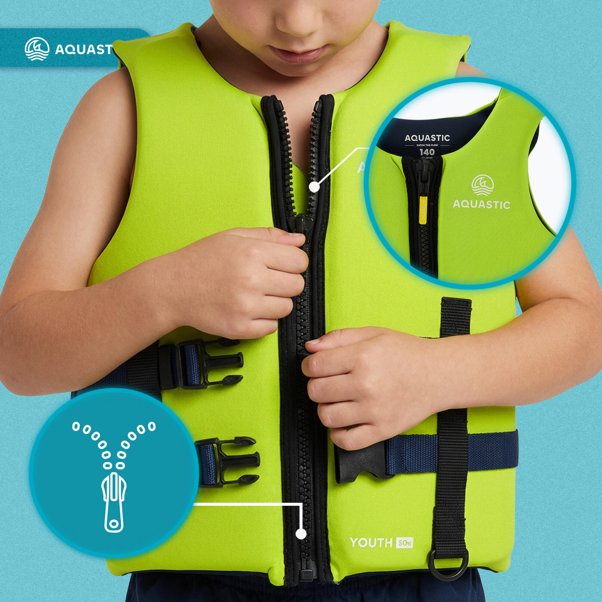 Gilet de sauvetage enfant AQUASTIC Youth 50N 6/7