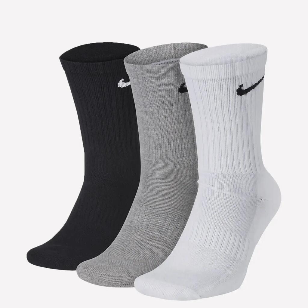 Unisex Adult Cushioned Everyday Boot Socks (Pack of 3) (White/Black/Grey)