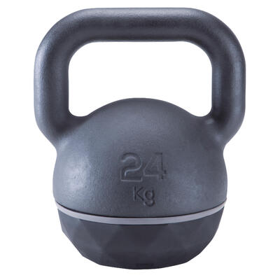 Tweedehands - kettlebell gietijzer met rubberen bodem 24 kg - redelijk
