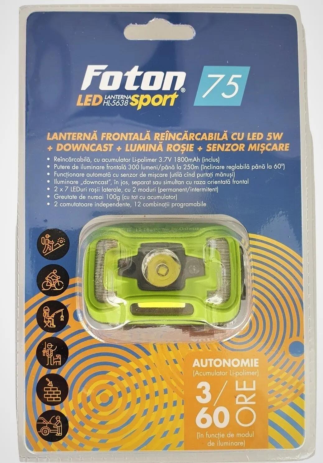 Lanterna frontala Sport HL5638 cu senzor miscare si incarcare USB 5/5