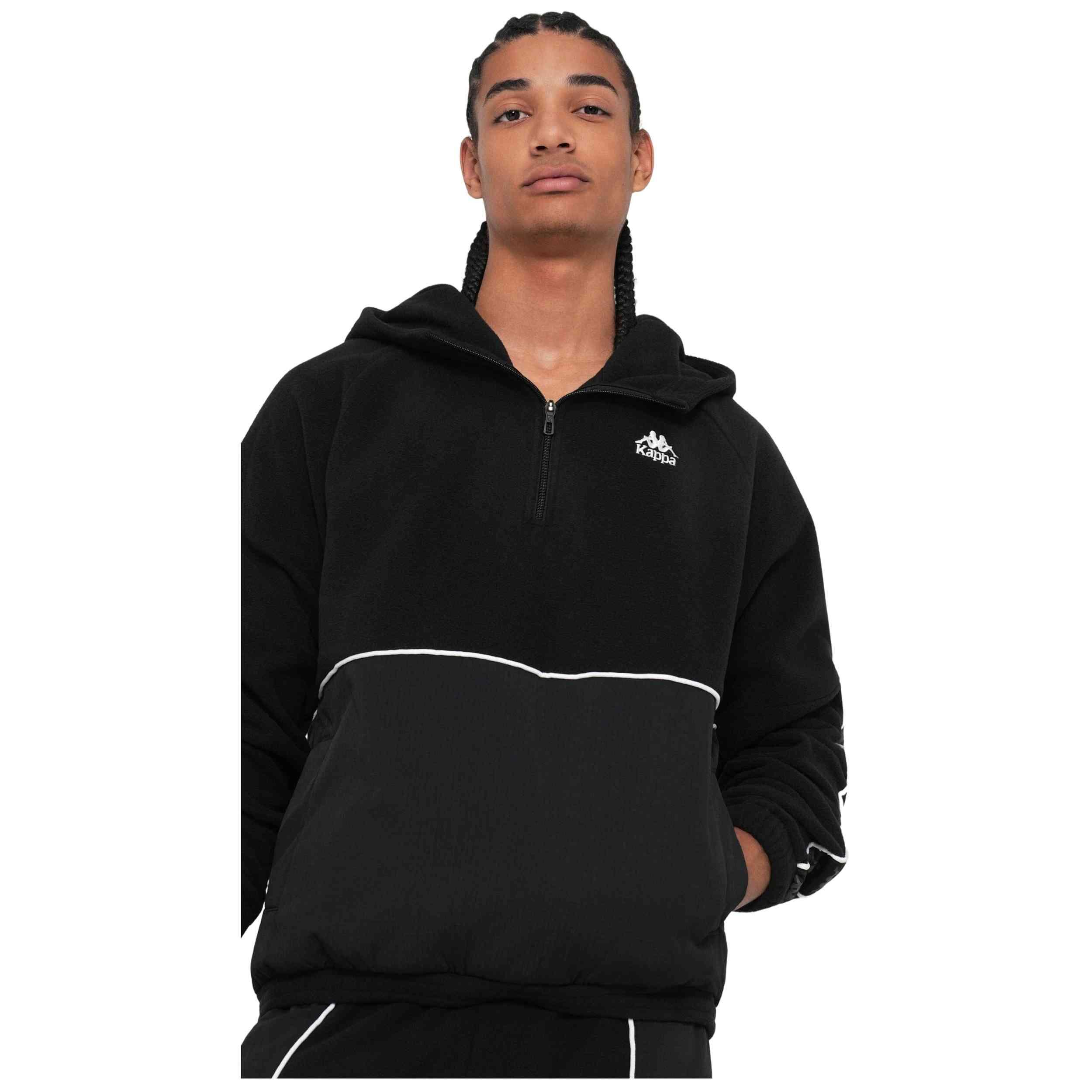 Felpa con cappuccio da uomo in poliestere nero da streetwear sportivo 5/5