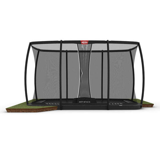 Trampolin BERG Champion+Sicherheitsnetz FlatGround Rechteckig 410x250 Anthr. Gr.