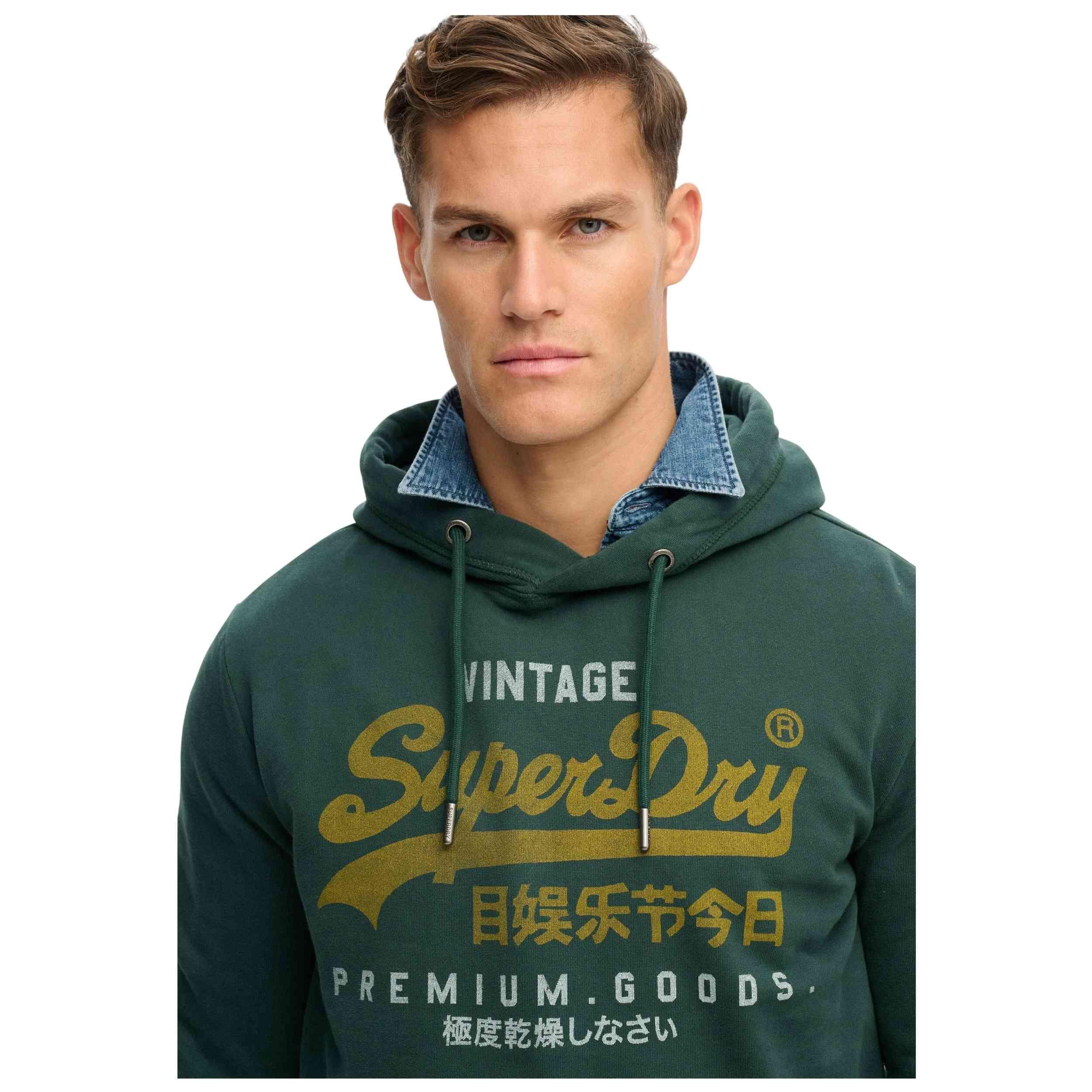 Felpa con Cappuccio Uomo Superdry Duo Classic Verde Scuro - Taglia S 4/5