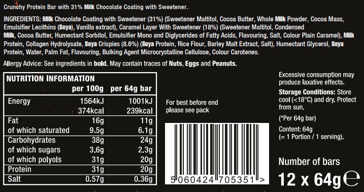 Barres protéinées - Warrior Crunch Bar - Caramel Salé 3/3