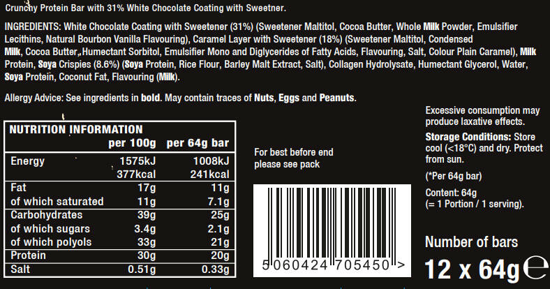 Barres protéinées - Warrior Crunch Bar - Chocolat Blanc Croustillant 3/3