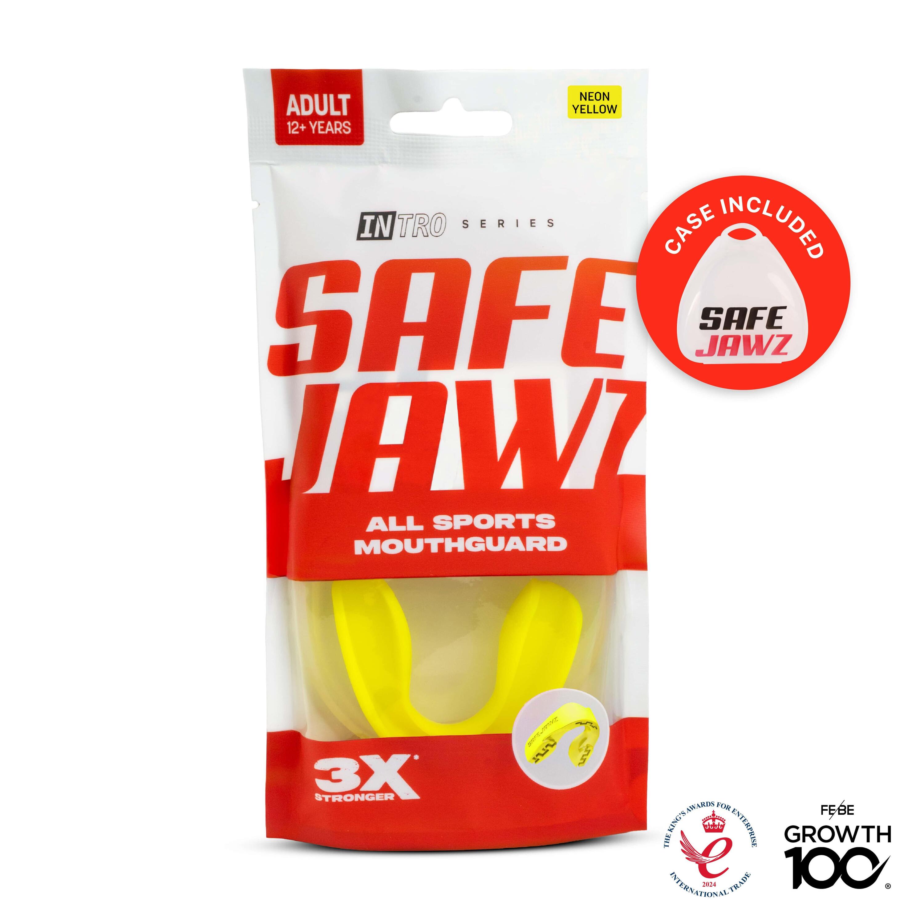 Protège dents pour adulte SafeJawz Intro Series Jaune fluo 5/7