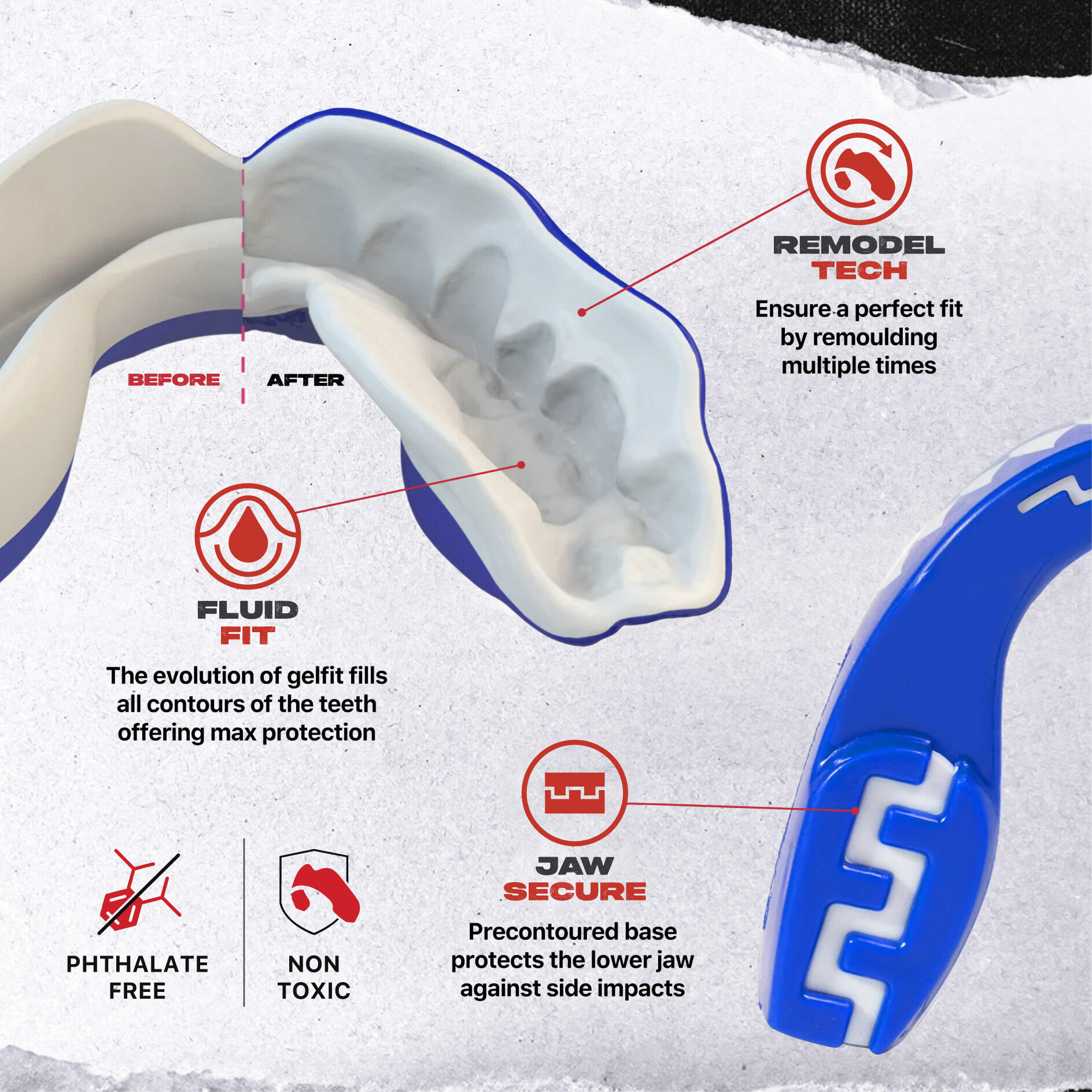 Protetor bucal SafeJawz protetor de gengiva para adultos e juniores com estojo 3/7