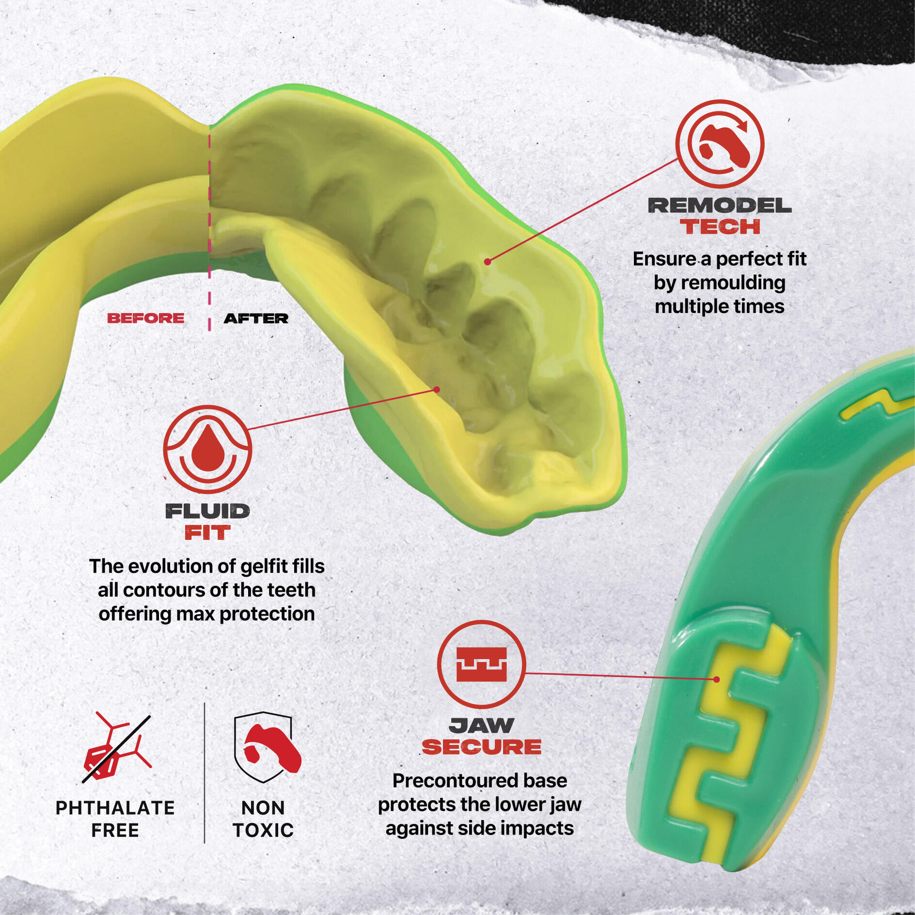 Protetor bucal SafeJawz protetor de gengiva para adultos e juniores com estojo 3/7