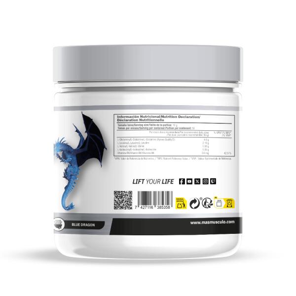 BCAA + L-Glutamine Kyowa® - 500g Dragão Azul da Masmusculo Supplements 3/6