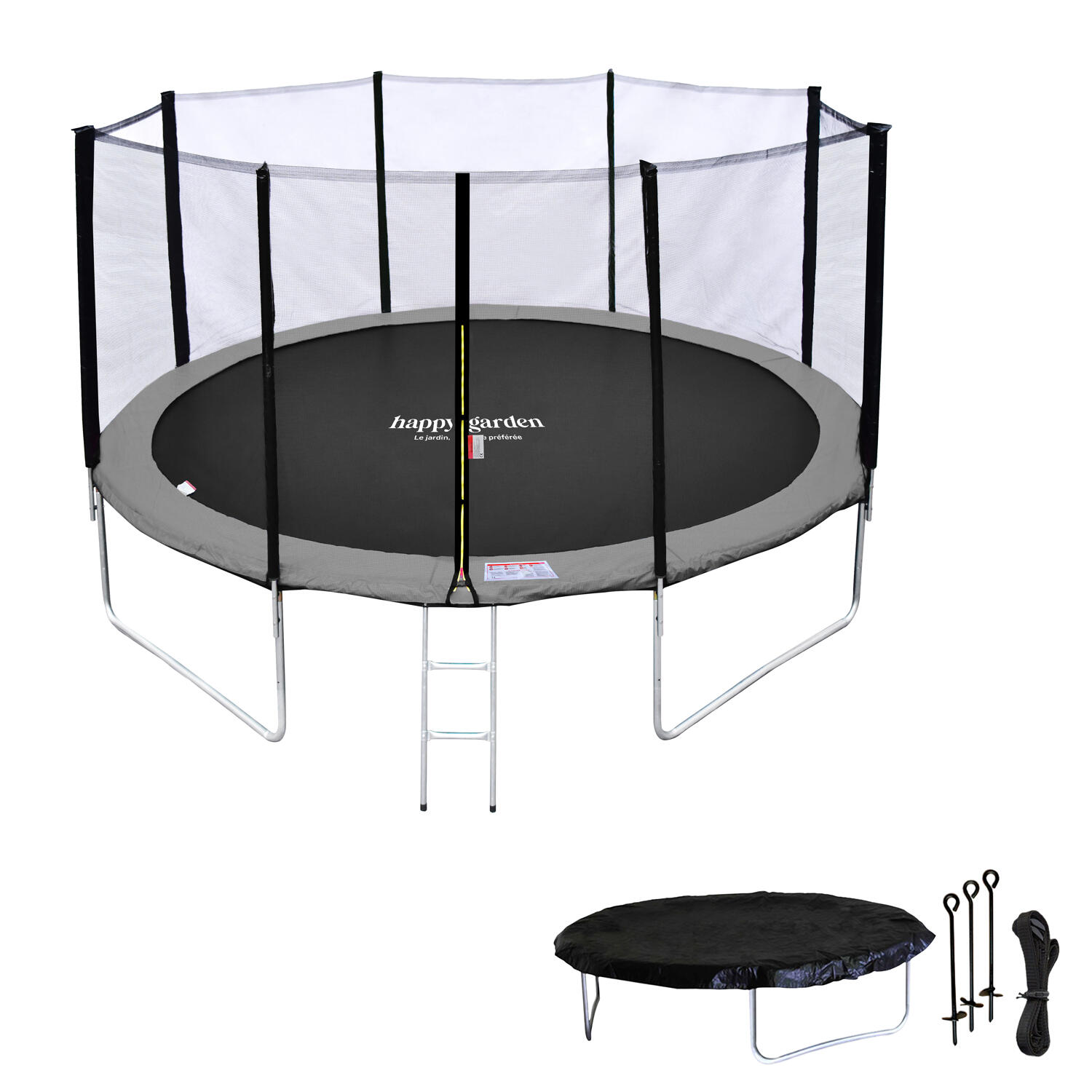 Trampoline Ø 370cm réversible rose/gris PERTH avec accessoires 2/7