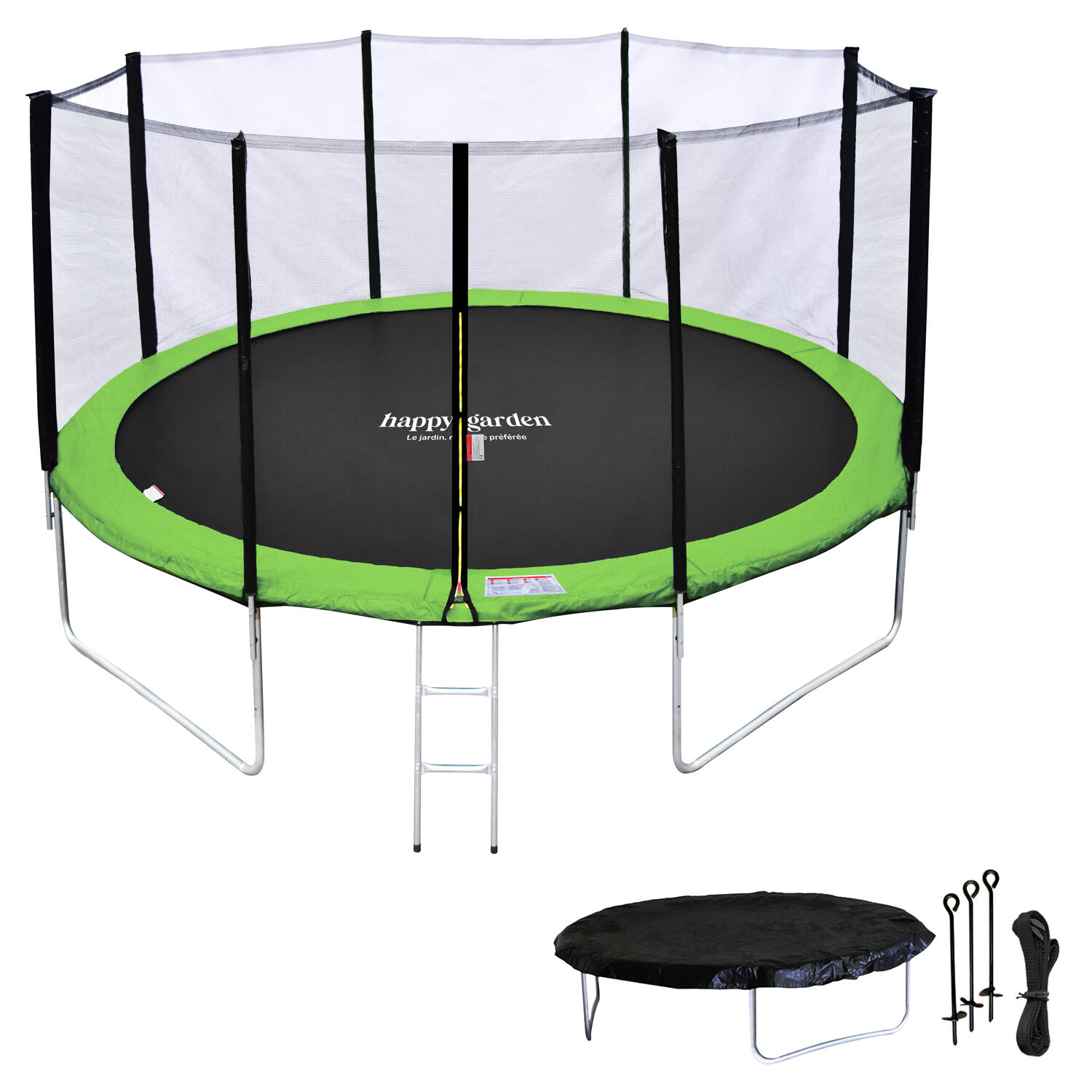 Trampoline 430cm réversible bleu/vert MELBOURNE, échelle, bâche et kit d'ancrage 2/7