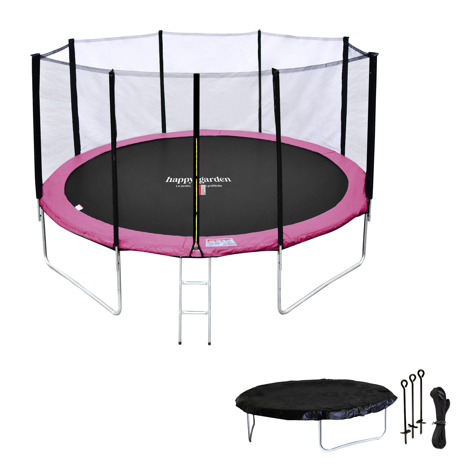 Trampoline Ø 370cm réversible gris/rose PERTH avec accessoires 2/7
