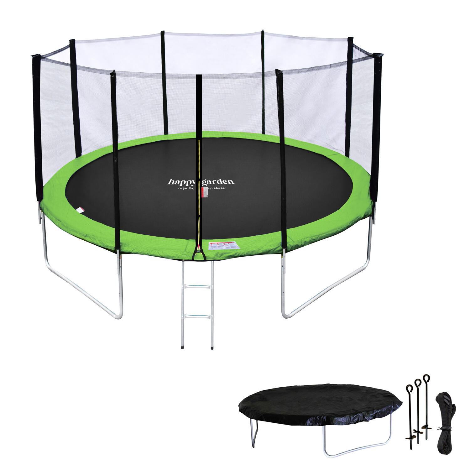 Trampoline Ø 370cm réversible bleu/vert PERTH avec accessoires 2/7