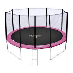 Trampoline Ø 370cm réversible rose/gris PERTH avec accessoires