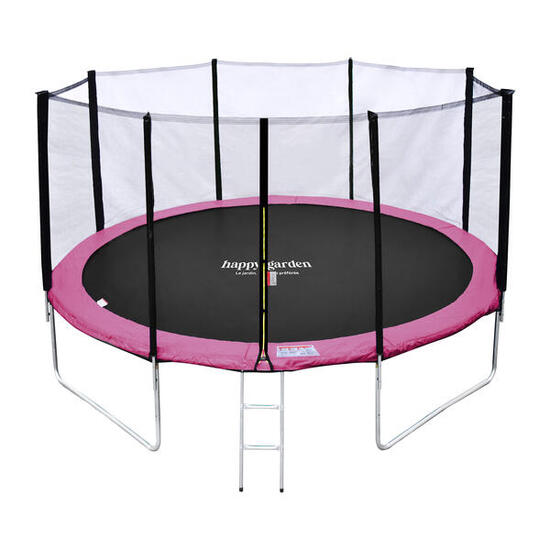 Trampoline Ø 370cm réversible rose/gris PERTH avec accessoires
