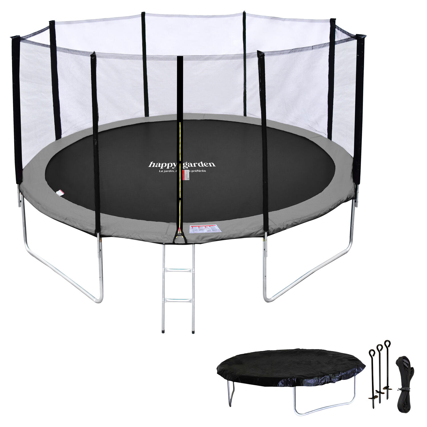 Trampoline 430cm réversible rose/gris MELBOURNE, échelle, bâche et kit d'ancrage 2/7