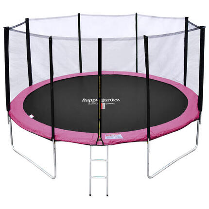 Trampoline 430cm réversible rose/gris MELBOURNE, échelle, bâche et kit d'ancrage