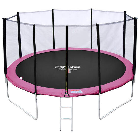 Trampoline 430cm réversible rose/gris MELBOURNE, échelle, bâche et kit d'ancrage