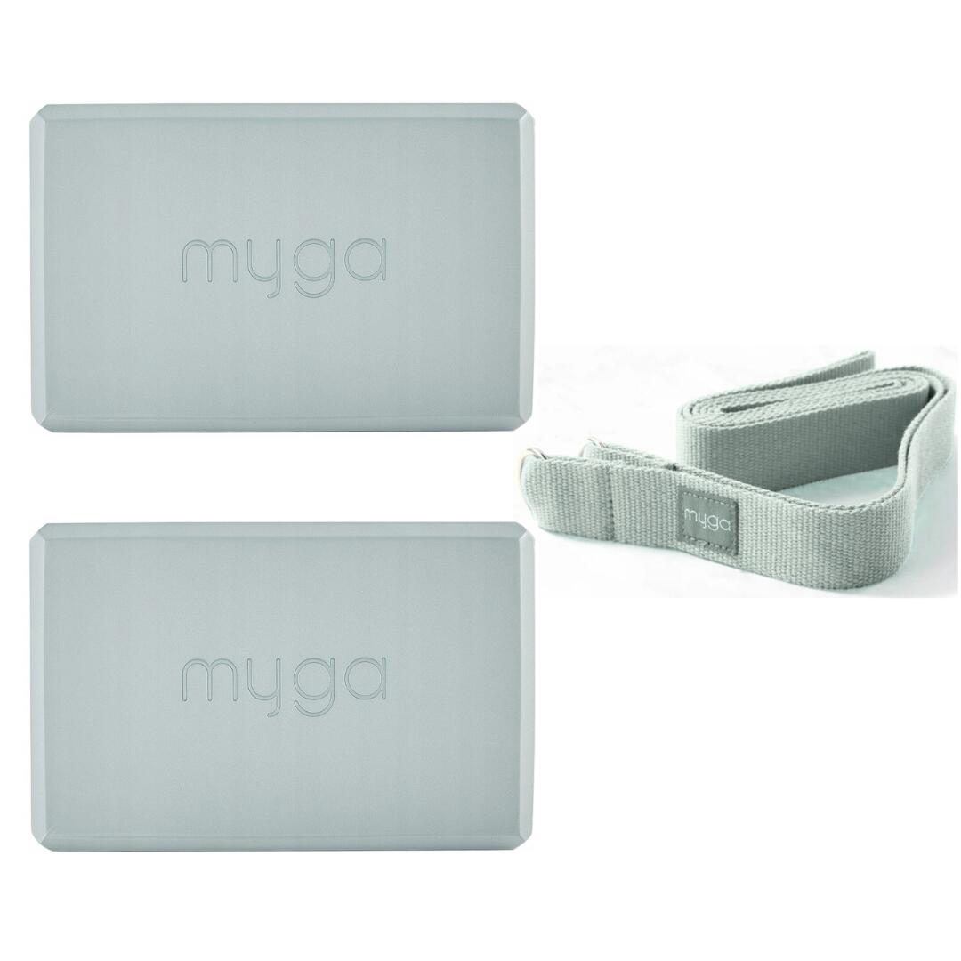 MYGA Jóga sada myga - pěnový blok + 2v1 popruh