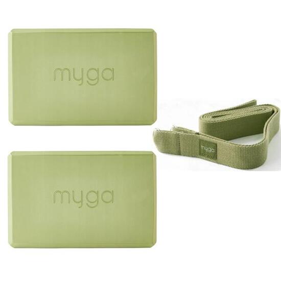 Ensemble de yoga Myga : bloc en mousse 2 en 1 et sangle