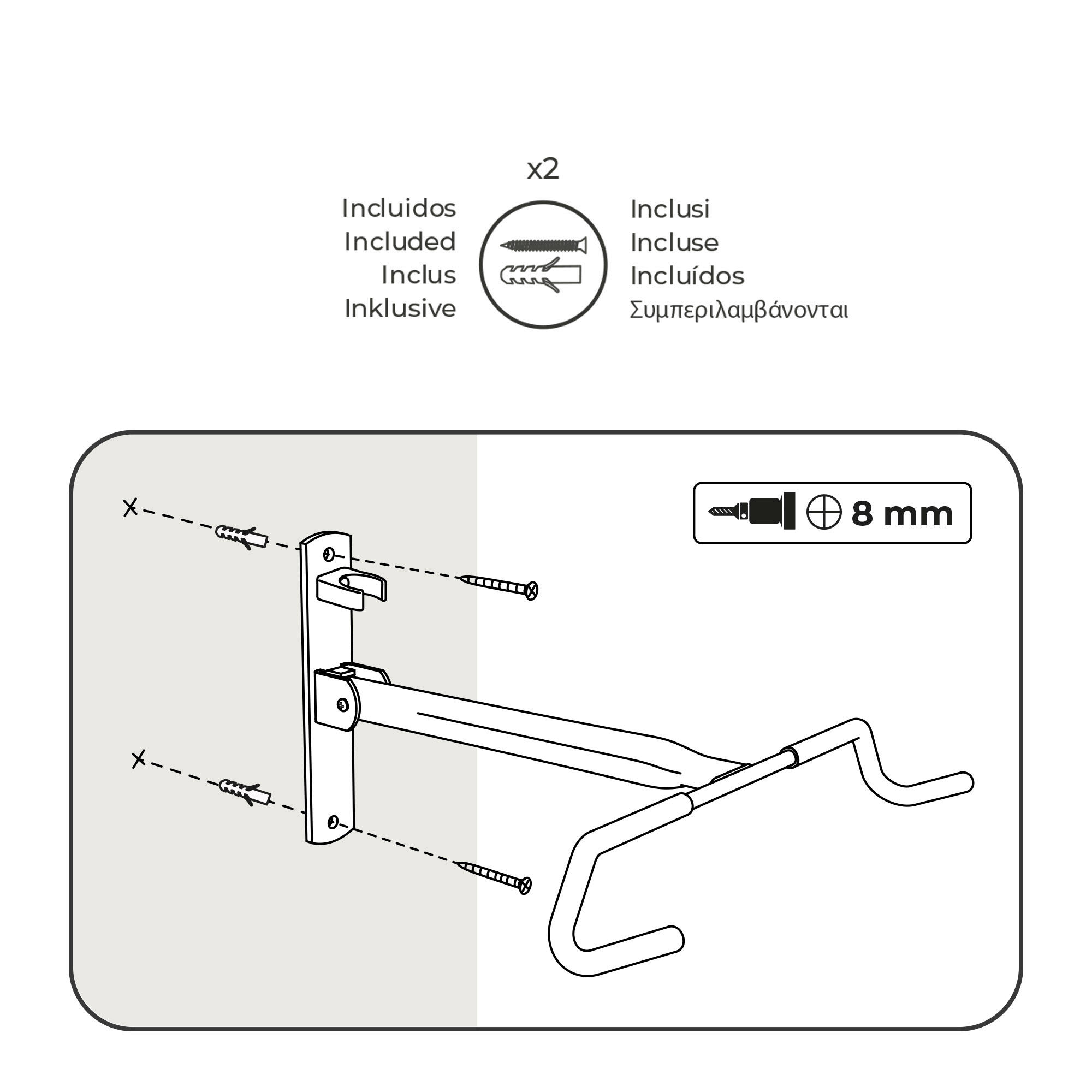Soporte plegable para bicicleta Incluye elementos de fijación Fácil instalación 4/5