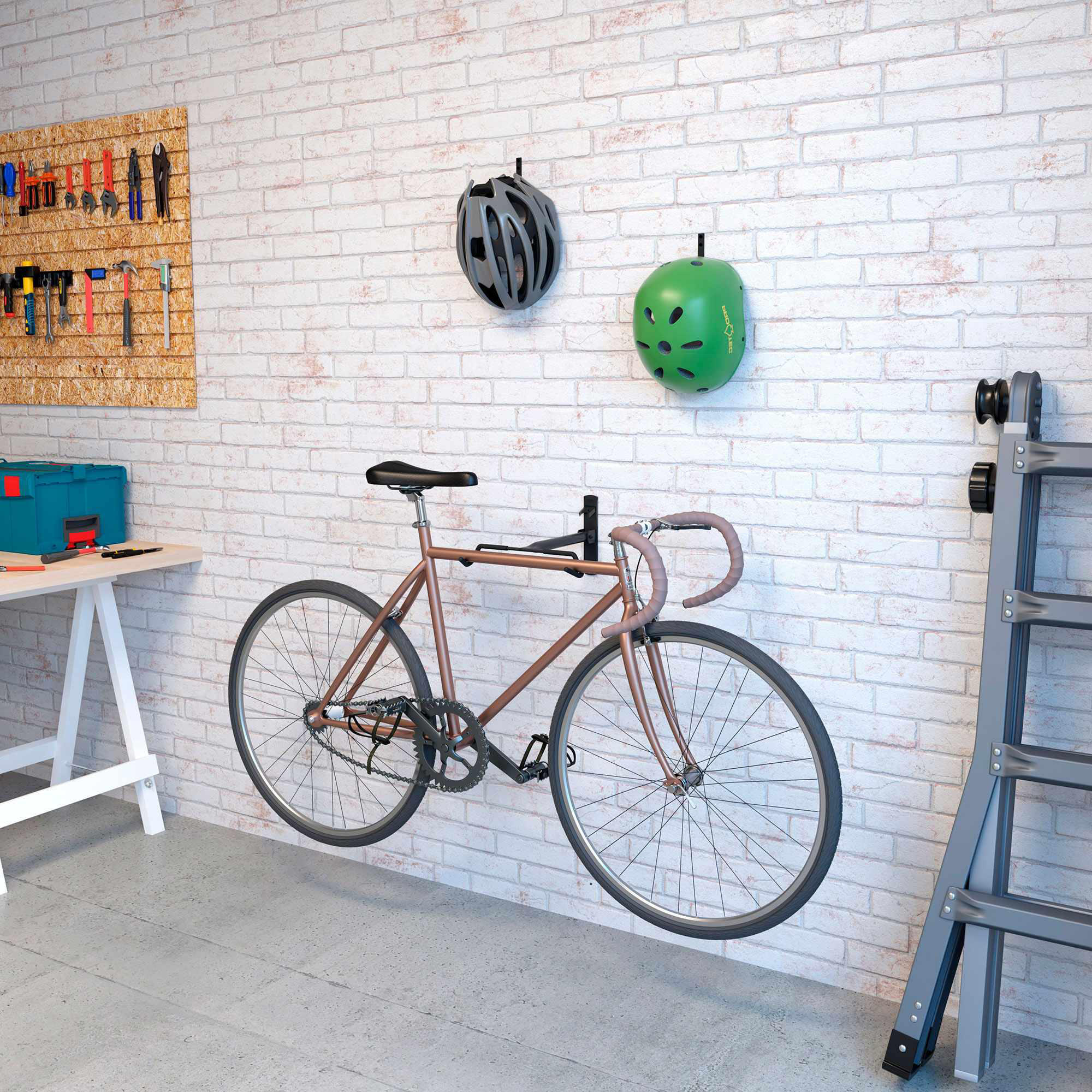 Soporte plegable para bicicleta Incluye elementos de fijación Fácil instalación 5/5