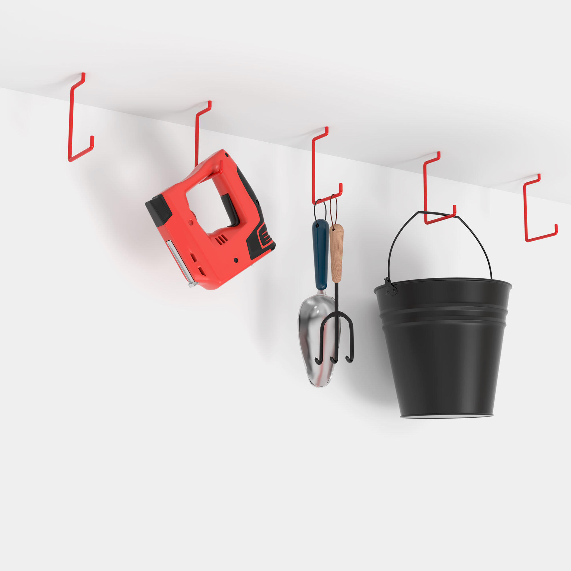 Gancho Multiusos para Colgar en Techo | Fabricado en Acero | Acabado en Rojo | 3/5