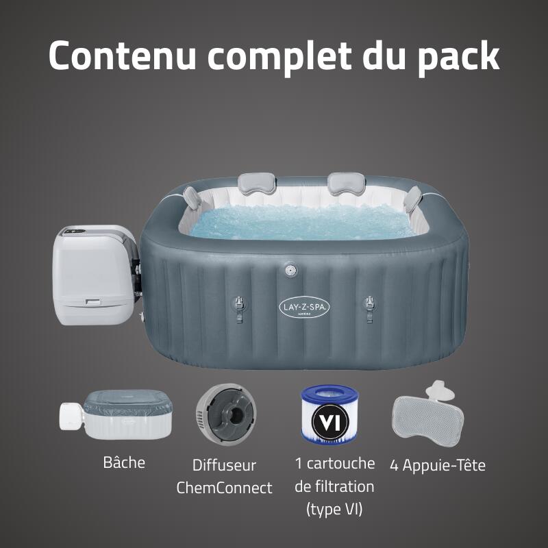 Bestway Spa gonflable carré Lay-Z-Spa Hawaii HydroJet Pro 4-6 personnes 6/7