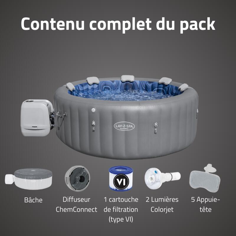 Bestway Spa gonflable Lay-Z-Spa Santorini HydroJet  WiFi 5-7p 6/7