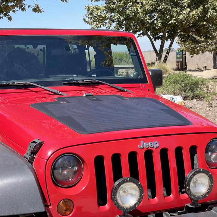 Panneau solaire flexible Lensun 105W pour capot/bardage Jeep Wrangler JK 2/5