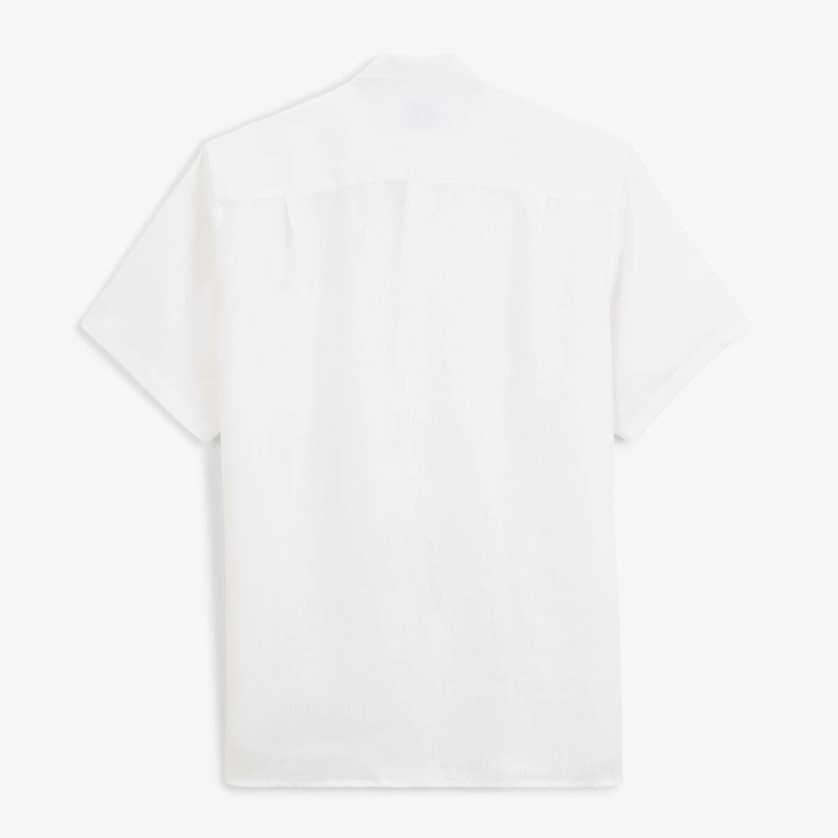 Camisa de manga corta lisa de lino blanco 3/5