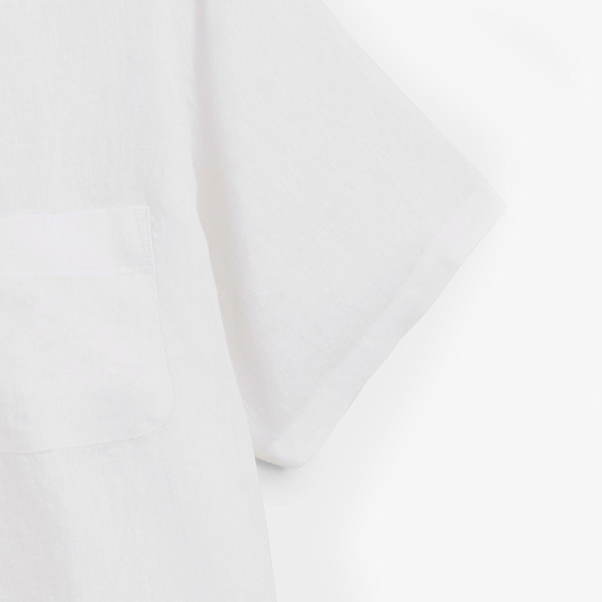 Camisa de manga corta lisa de lino blanco 5/5