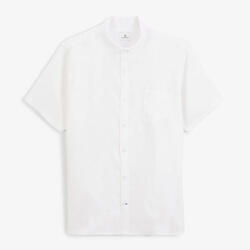 Chemise manches courtes unie en lin blanche
