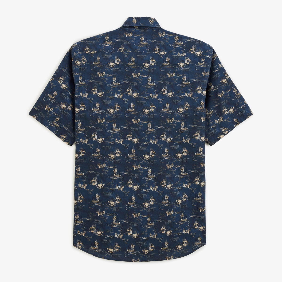 Camicia Caracas a maniche corte in cotone stampato con collo a barchetta 3/5