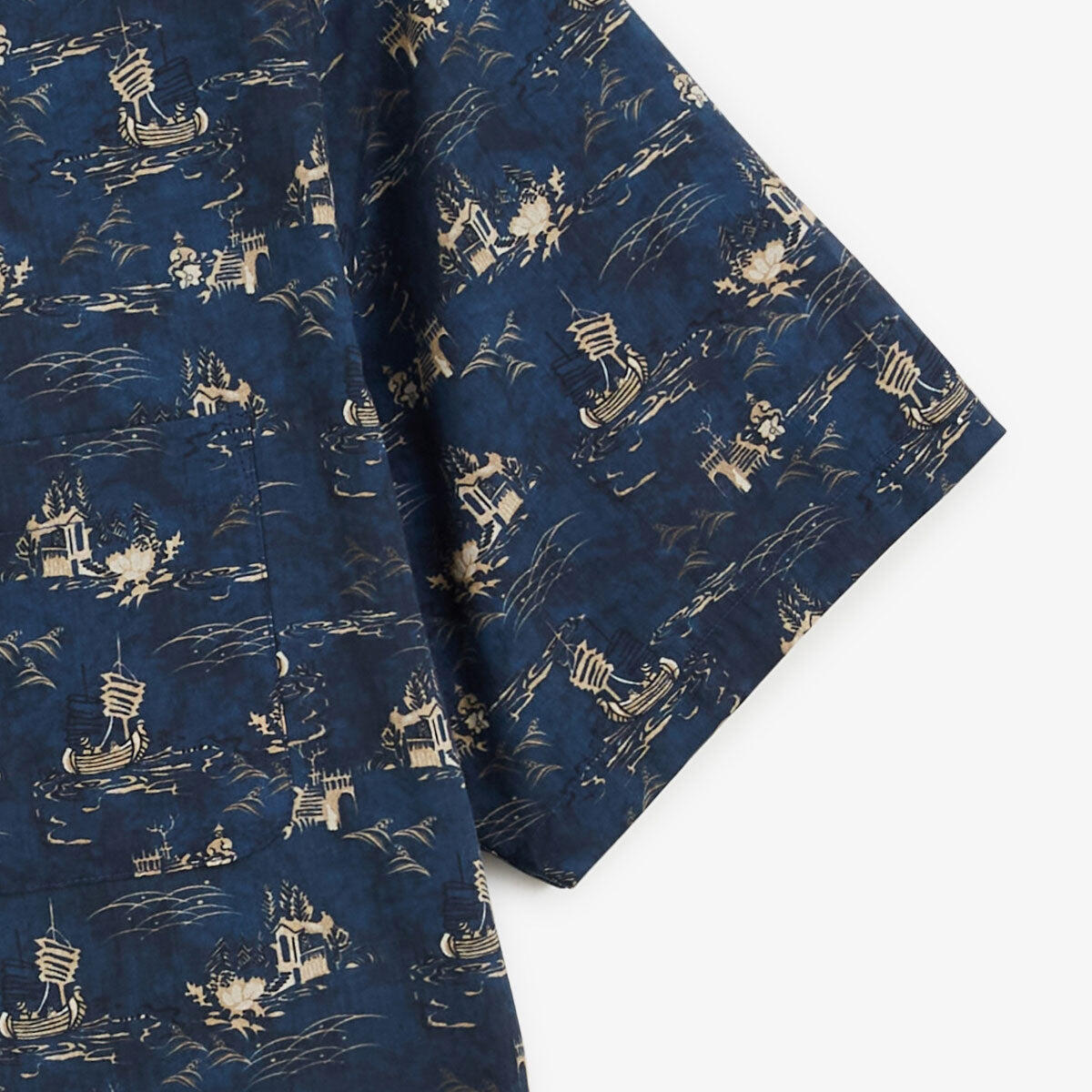 Camicia Caracas a maniche corte in cotone stampato con collo a barchetta 5/5