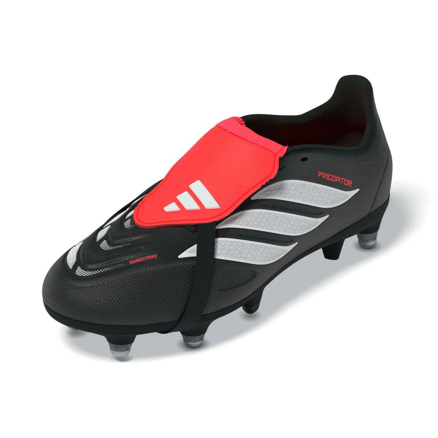 Chuteiras júnior Adidas Predator League FT SG preto e vermelho 3/4