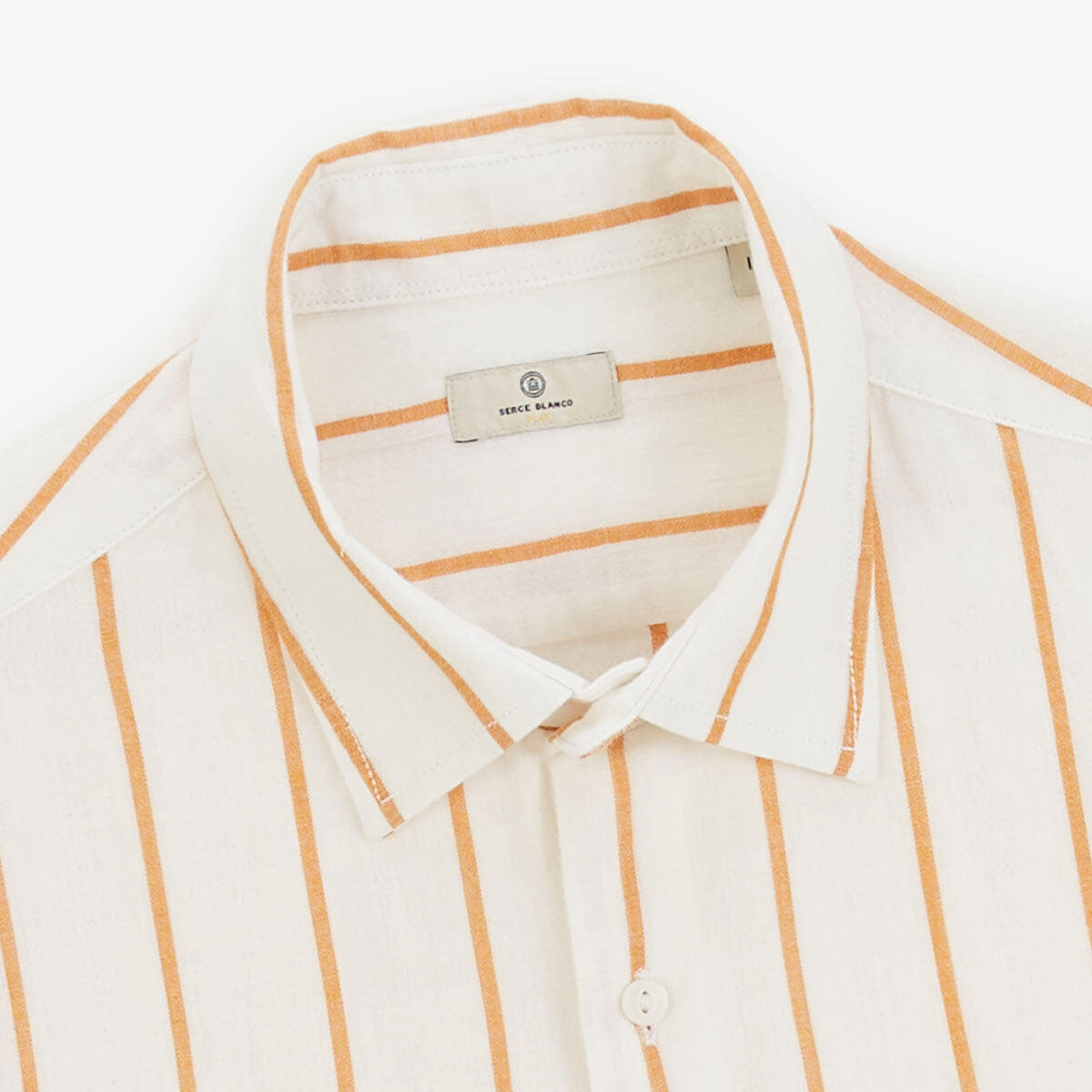 Camicia a maniche corte a righe bianche in cotone 4/5