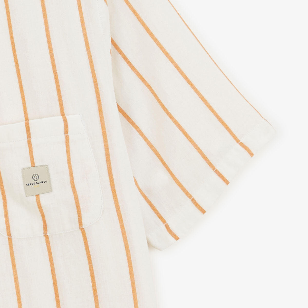 Camicia a maniche corte a righe bianche in cotone 5/5