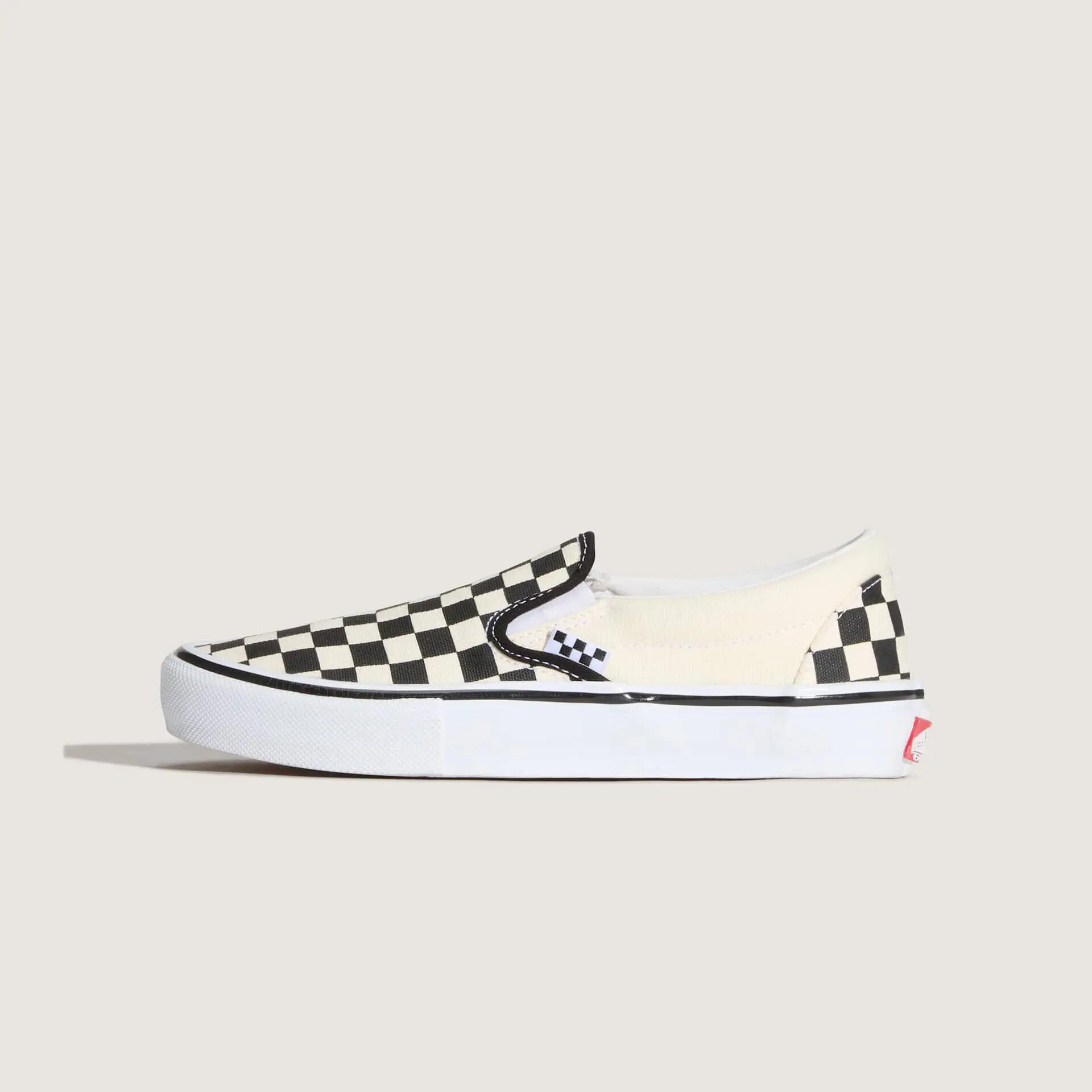 Men - Sport walking - Schuhe - Slip-on Skate, Checkerboard - Schwarz/Off White 1/5