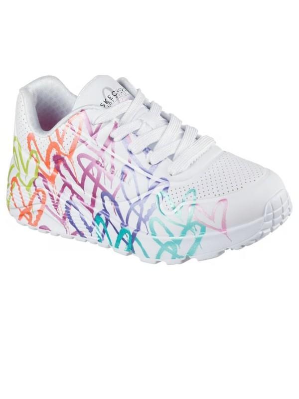 Tênis esportivos para meninas Skechers branco. 3/6