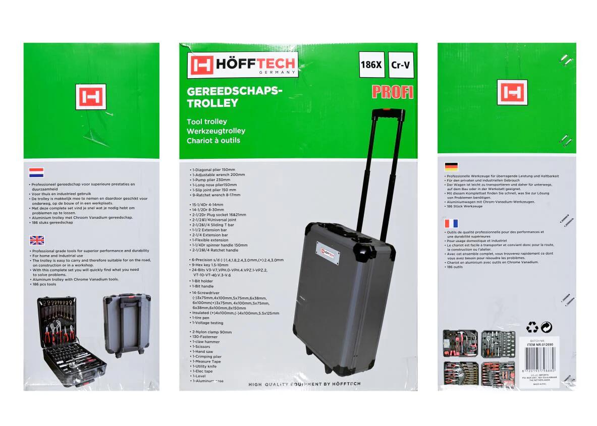 Coffre à outils Trolley 186 pièces Kit mobile complet 7/7