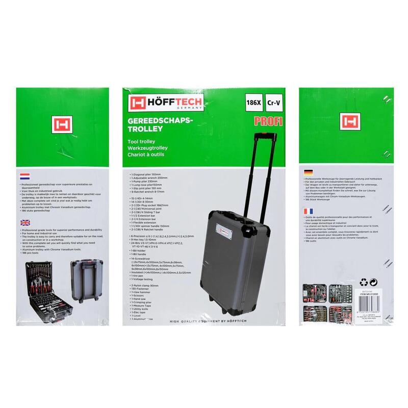 Trusă de scule tip cărucior 186 de piese, set mobil complet