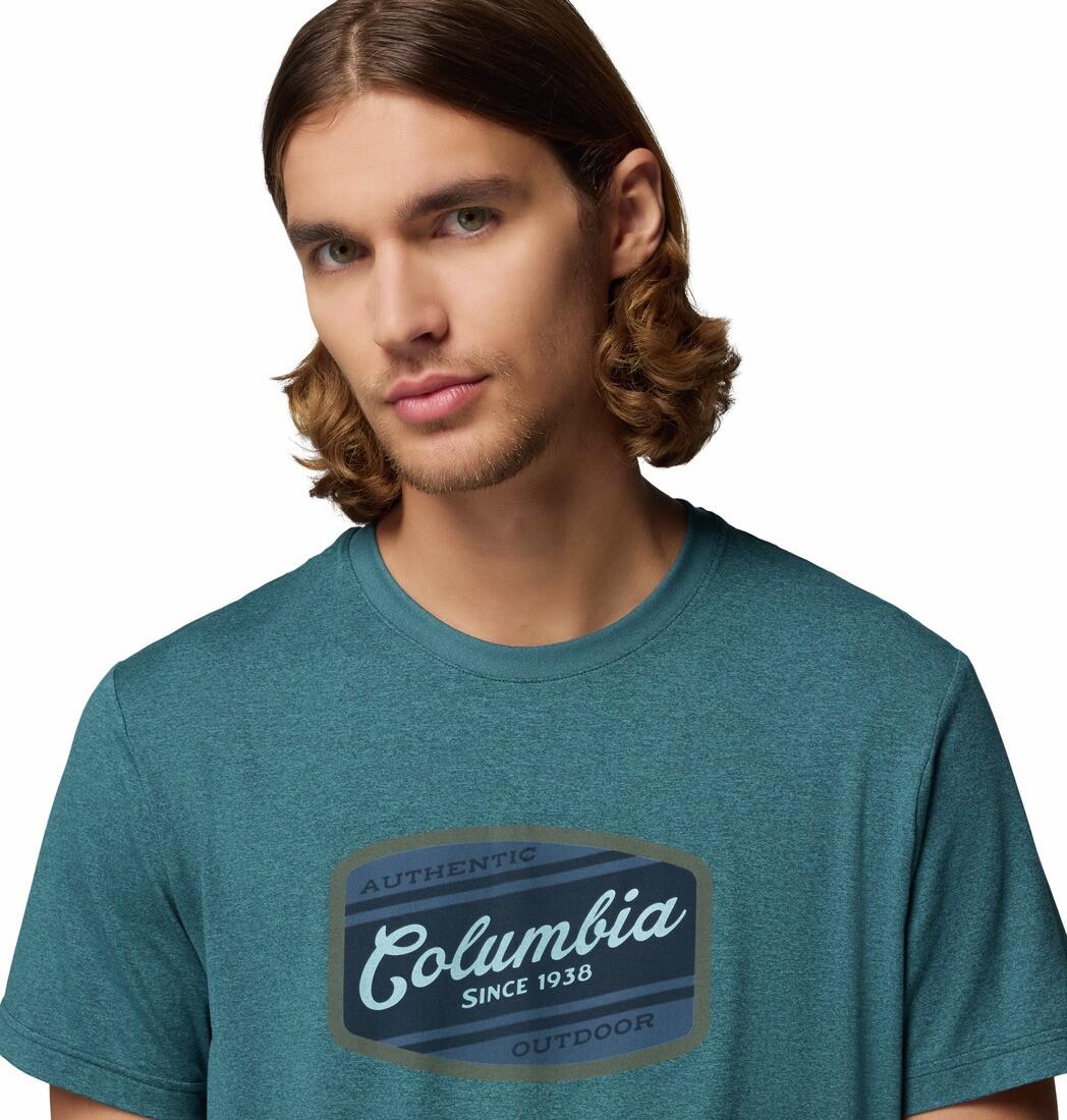 Tee Shirt de Randonnée Homme Columbia "Parsons Point SS Graphic Tee" Bleu 3/5
