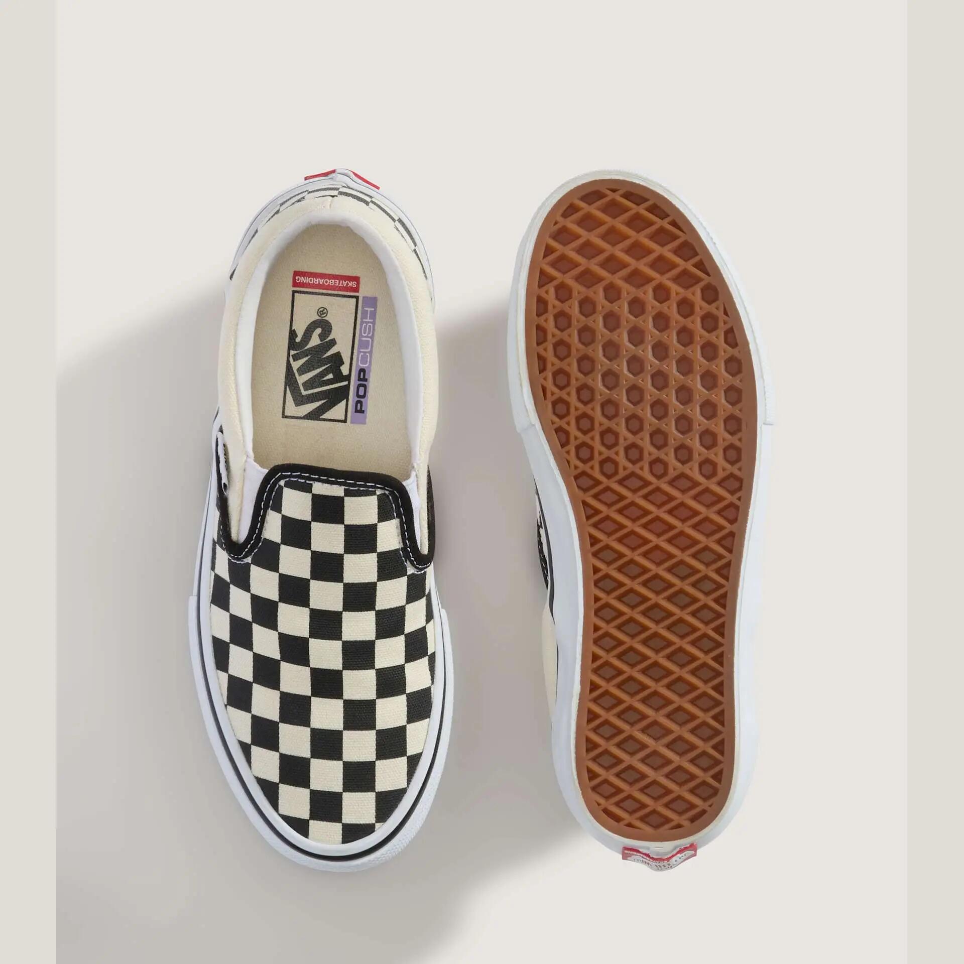 Men - Sport walking - Schuhe - Slip-on Skate, Checkerboard - Schwarz/Off White 3/5