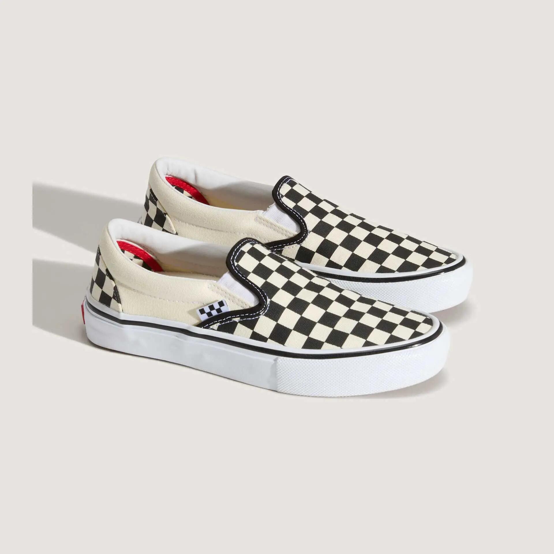 Men - Sport walking - Schuhe - Slip-on Skate, Checkerboard - Schwarz/Off White 2/5