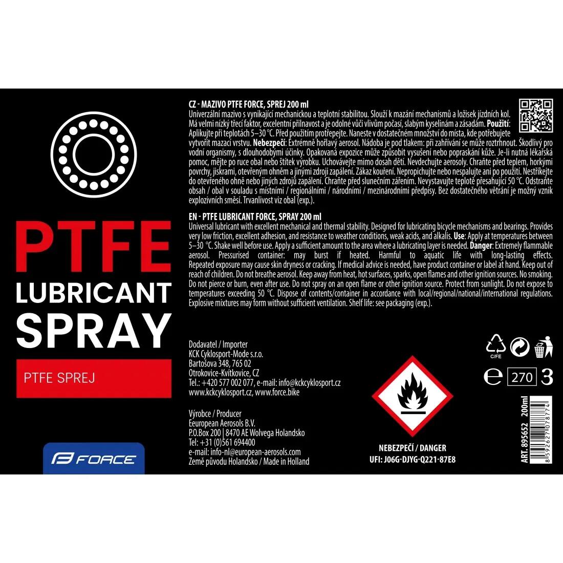 Spray Force lubrifiant PTFE 200 ml 2/2
